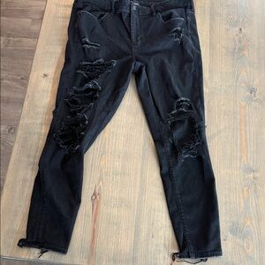 American Eagle Outfitters Black Distressed Jeans